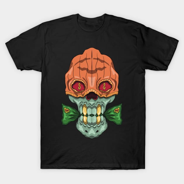 crazy money skull T-Shirt by Watidstudio